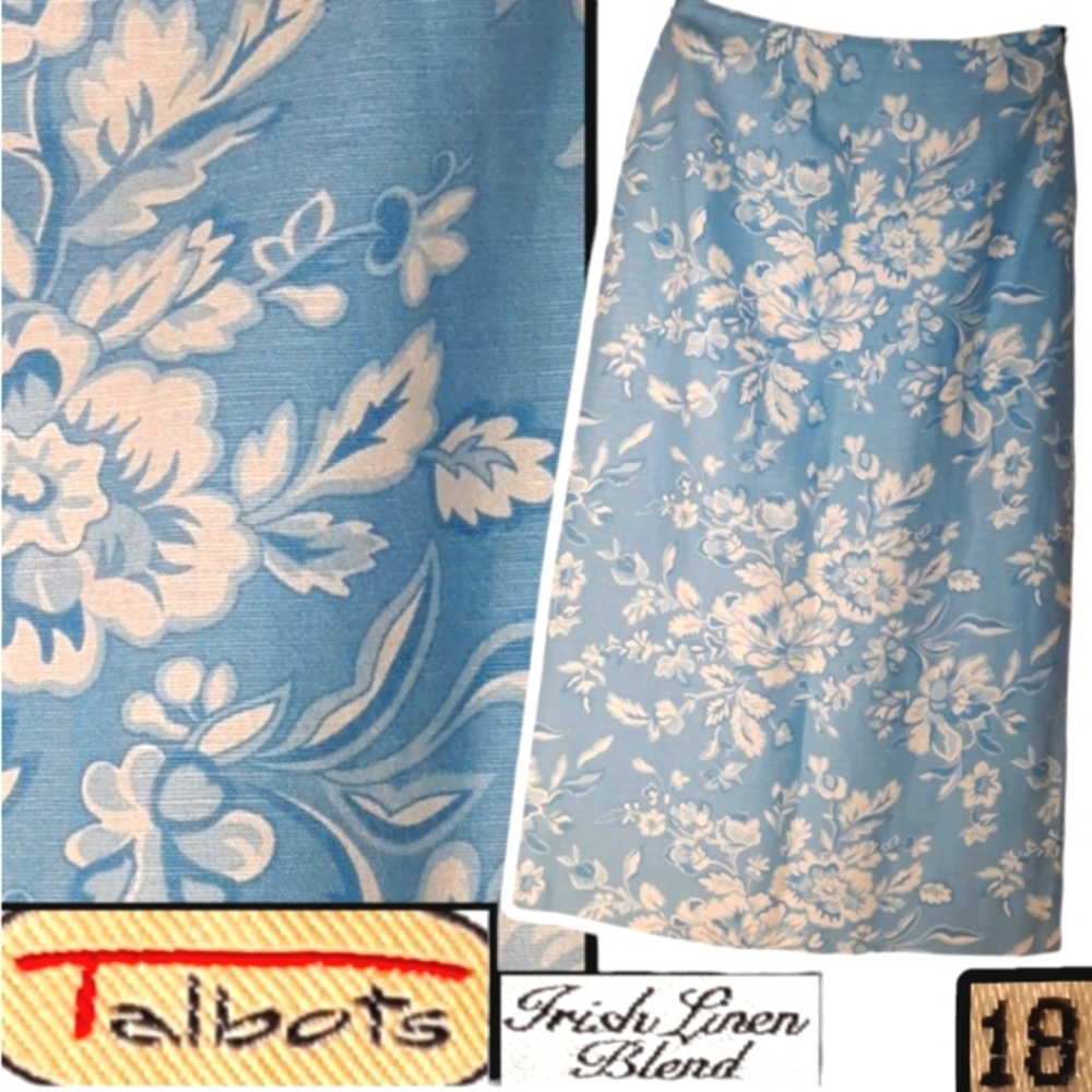Floral Irish Linen Midi Skirt 🧾